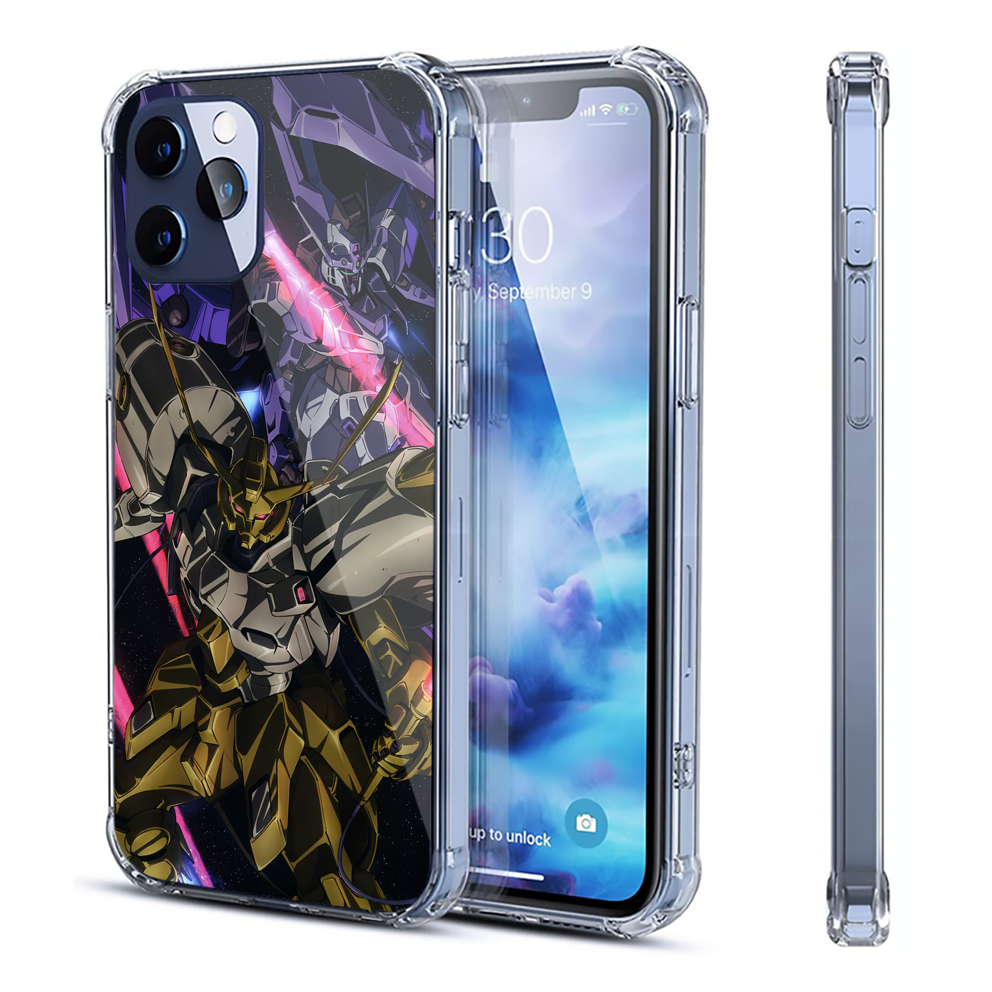 （画像用） 機動戦士ガンダム Mobile Suit Gundam 【iPhone 12シリーズ対応】透明スマホケース（クリアソフトケース）